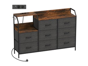 Chiffonnier 8 tiroir(s)    <strong></strong> <strong></strong> coloris marron largeur 130.5 cm hauteur 88 cm
