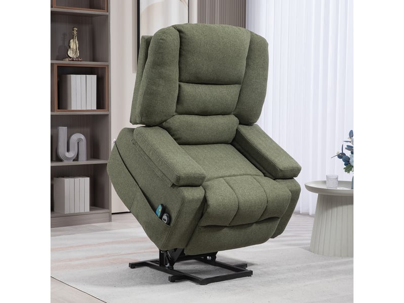  Fauteuil de massage, fauteuil de relaxation, lin (polyester), 97x90x102cm, vert  - Conforama D