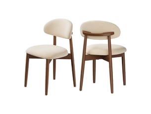 Lot de 2 chaises de salle à manger en tissu chenille, pieds en bois massif，43 x 51 x 83 cm，beige