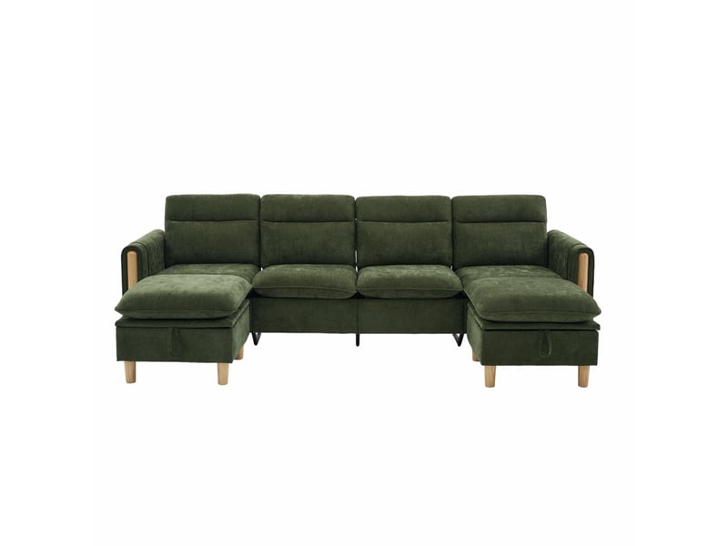  Canapé modulable 4 places avec 2 poufs de rangement homvra  - Conforama A