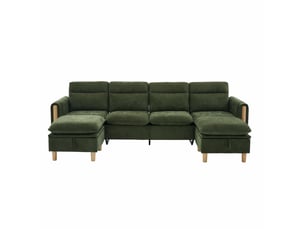 Canapé modulable 4 places avec 2 poufs de rangement homvra