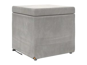 Tabouret bas, ottoman gris clair 41x41x40 cm velours et bois composite