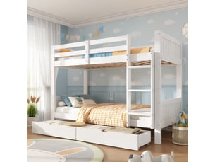 Lit superposé 90x200 cm <strong>MODERNLUXE</strong> <strong></strong> coloris blanc