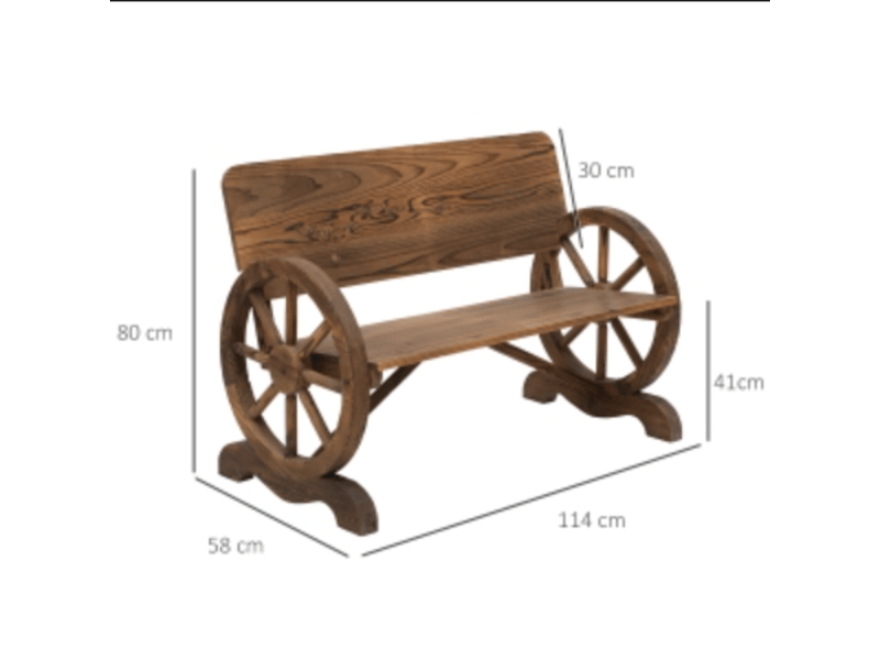 Banc de jardin,114x58x80 cm,2 places avec accoudoirs,bois,brun foncé - Conforama C