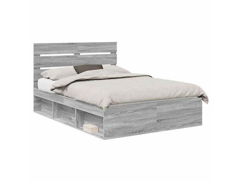  Lit double- lit adulte -  cadre de lit gris sonoma 150 x 200 cm bois de pin massif  - Conforama A