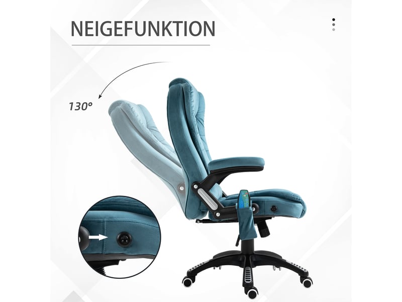  Fauteuil de bureau gaming,68x72x110-120 cm,avec massage chauffant,polyester,bleu  - Conforama E