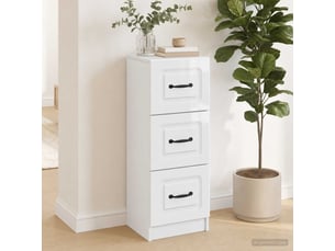 Armoire de rangement bureau, armoire à tiroirs blanc brillant 33 x 34,5 x 87 cm