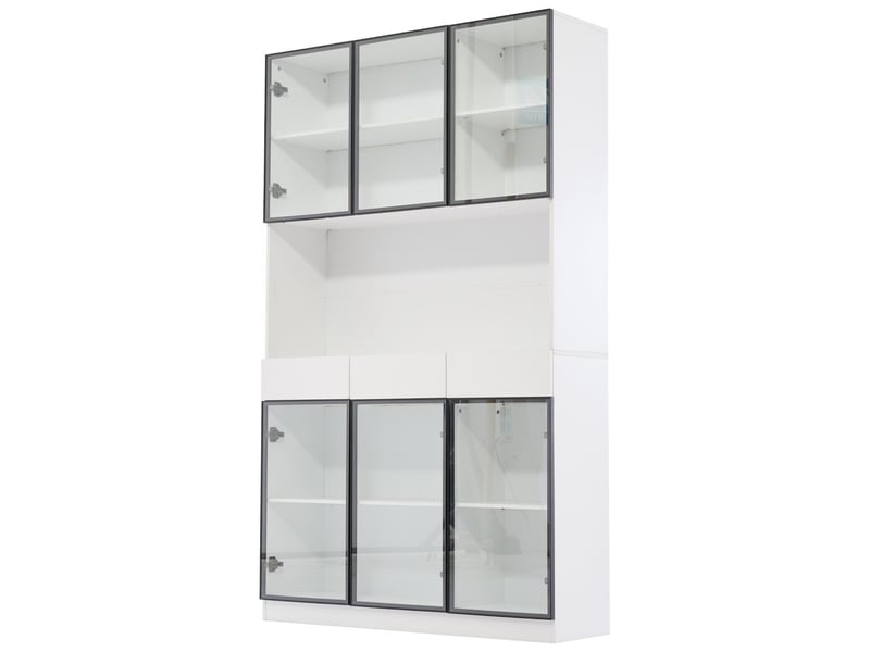  Vitrine avec éclairage led en verre trempé blanc et noir 240 x 200 cm N625P379759760761W-2 - Conforama B