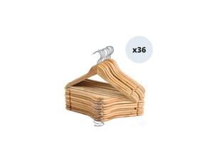 Msv – lot de 36 cintres en bois massif – tête en métal chromé pivotante 360° – optimise le rangement sans déformation des vêtements