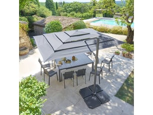 Parasol déporté rectangulaire multi-toile melhia anthracite 4x3m