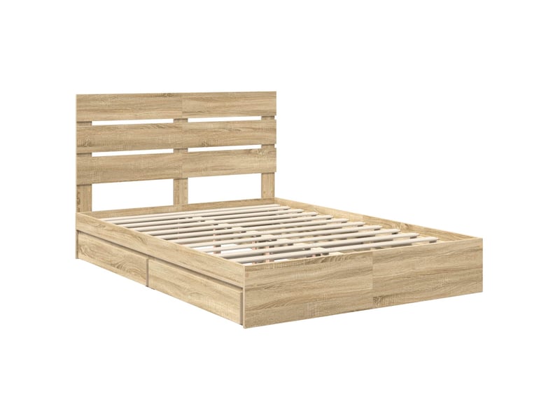  Lit double- lit adulte -  lit de rangement chêne sonoma 140 x 190 cm bois d'ingénierie  - Conforama C