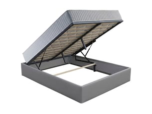 Ensemble lit coffre et matelas 160x200 cm - couleur : gris - matelas latex accueil moelleux soutien