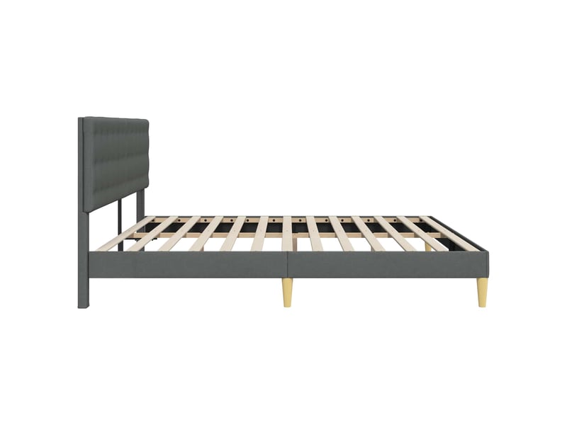  Lit double- lit adulte -  cadre de lit avec tête de lit gris foncé 200 x 200 cm tissu  - Conforama D