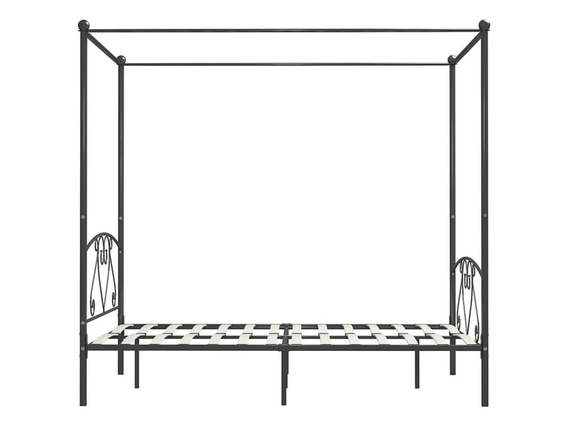  Lit double- lit adulte -  cadre de lit à baldaquin sans matelas gris métal 160x200 cm  - Conforama C