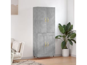Buffet haut - bahut - meuble de rangement gris béton 69,5x34x180 cm bois d'ingénierie