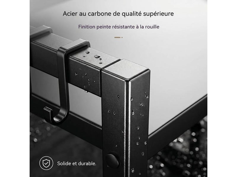  Support micro-ondes extensible en métal noir pliable avec étagères  - Conforama C