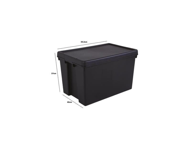 Boîte stockage en plastique noir 40 x 59,5 x 37 cm 62l 35471C - Conforama B