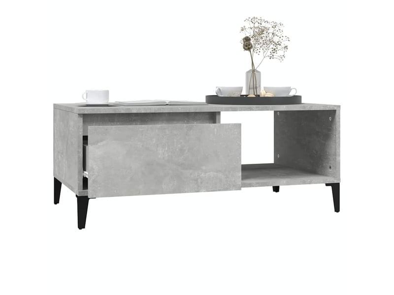  Table basse, table d'appoint, table de salon gris béton 90x50x36,5 cm bois d'ingénierie  - Conforama D