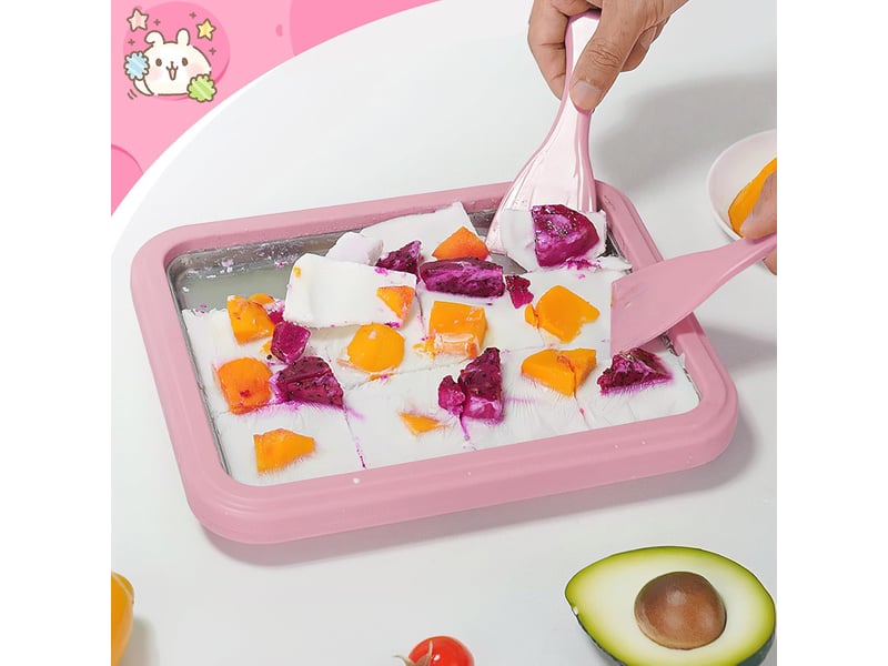  (rose, 1) sorbetière instantanée, plaque à glace roulée, kit de sorbetière diy avec 2 spatules, plaque à glace roulée pour la préparation de glaces GTR00686 - Conforama D