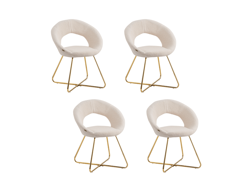  Lot de 4 chaises bubble gold velours - blanc doudou  - Conforama C