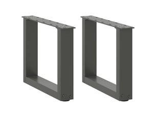 Lot de 2 pieds de table basse en u 40 x 30-31 cm avec niveleurs réglables design moderne en acier anthracite 02_0057374