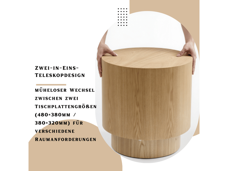  Tables basses gigognes 2 pièces combinables et gain de place, pour salon, en mdf finition naturelle, 55 × 55 × 46 cm  - Conforama C