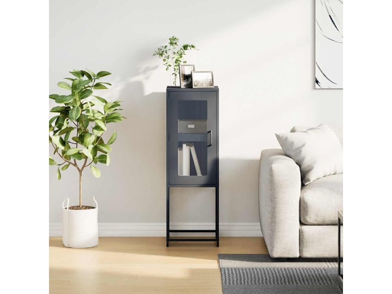  Buffet - bahut - meuble de rangement anthracite 36x39x107 cm acier laminé à froid  - Conforama D