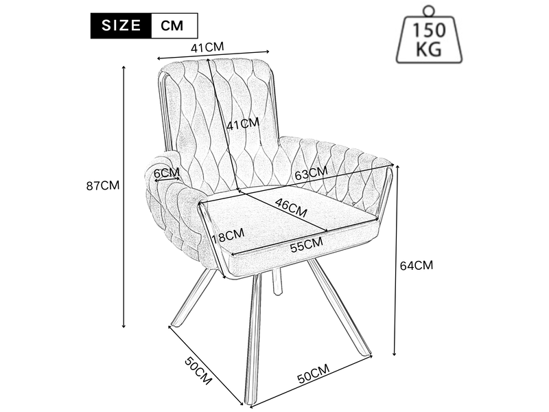  Lot de 6 chaises 56x58x85 cm, chaises salle à manger, pivotantes 360°, dossier haut, velours beige, métallique  - Conforama C