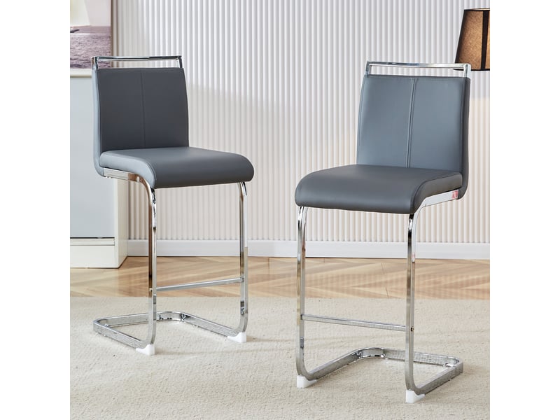  Lot de 2 tabourets de bar gris – design nordique, idéal cuisine, restaurant, terrasse, bureau  - Conforama B