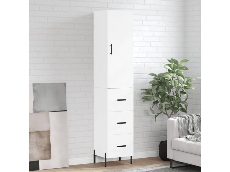  Buffet haut - bahut - meuble de rangement blanc 34,5x34x180 cm bois d'ingénierie  - Conforama B