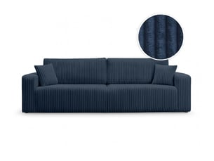 Canapé droit fixe LOUNGITUDE ALYA 3 places Velours bleu avec coffre de rangement