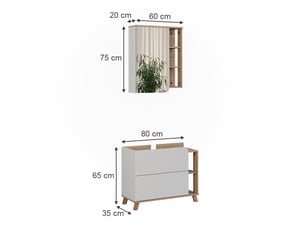 Vicco meubles bain, blancsonoma, 2 pièces