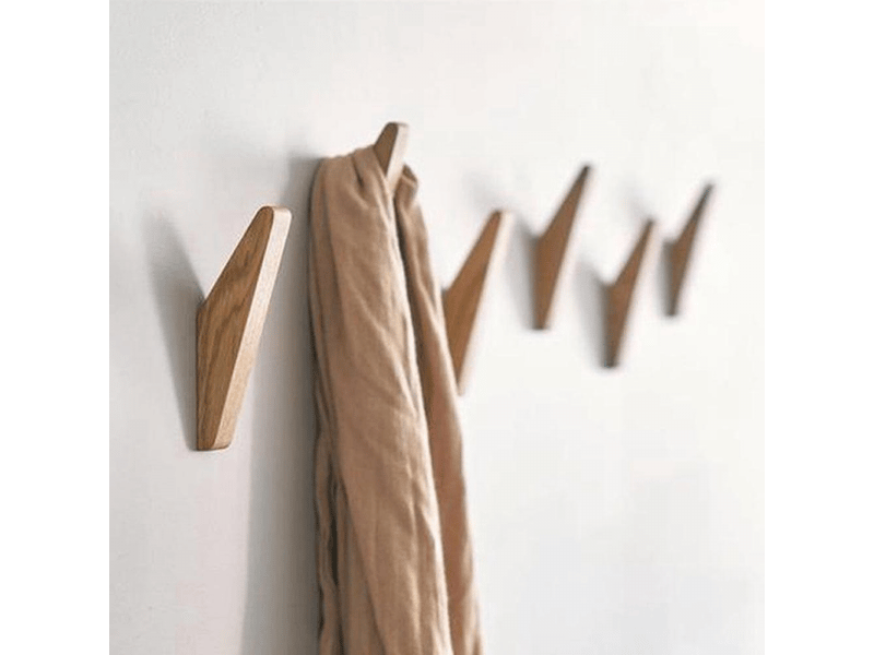  Lot de 6 patères en bois, crochets à serviettes muraux, porte-manteau d'entrée créatif, gris  - Conforama C