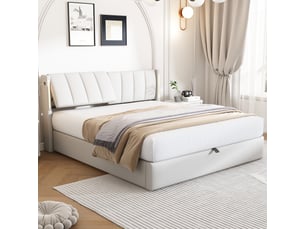 Lit avec rangement 140x190 cm <strong></strong> <strong></strong> coloris blanc