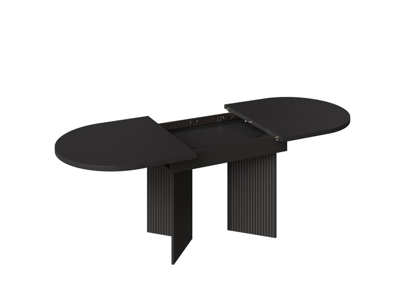 Table à manger extensible 120-160x80 cm - table ovale pour cuisine et salon, mdf noir - Conforama D