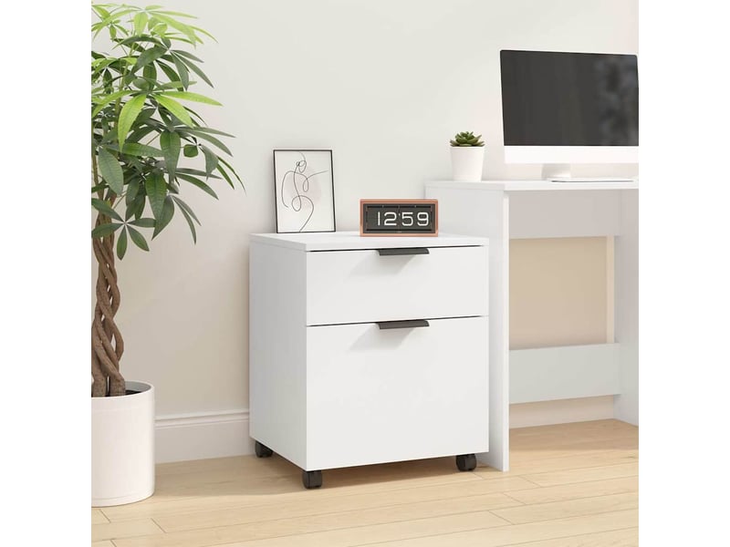  Caisson de bureau, classeur mobile avec roues blanc 45x38x54 cm bois d'ingénierie  - Conforama B