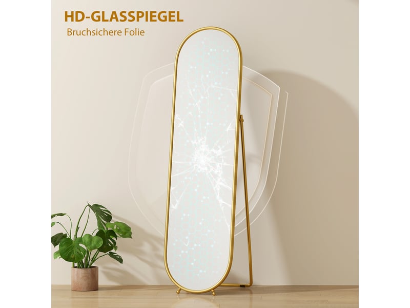  Miroir sur pied ovale avec cadre en métal doré 50 x 180 cm  - Conforama E