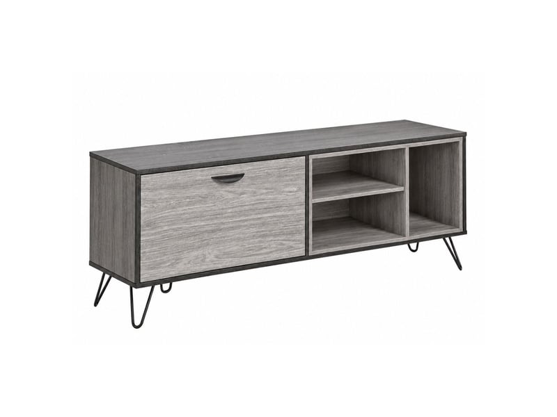  Meuble tv 1 porte 3 niches 150cm aspect bois grisé et noir - brooklyn BROOKLYN - Conforama C