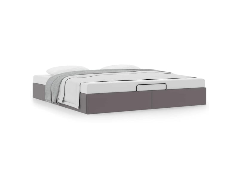  Lit double- lit adulte -  cadre de lit ottoman sans matelas gris 200x200 cm similicuir  - Conforama C