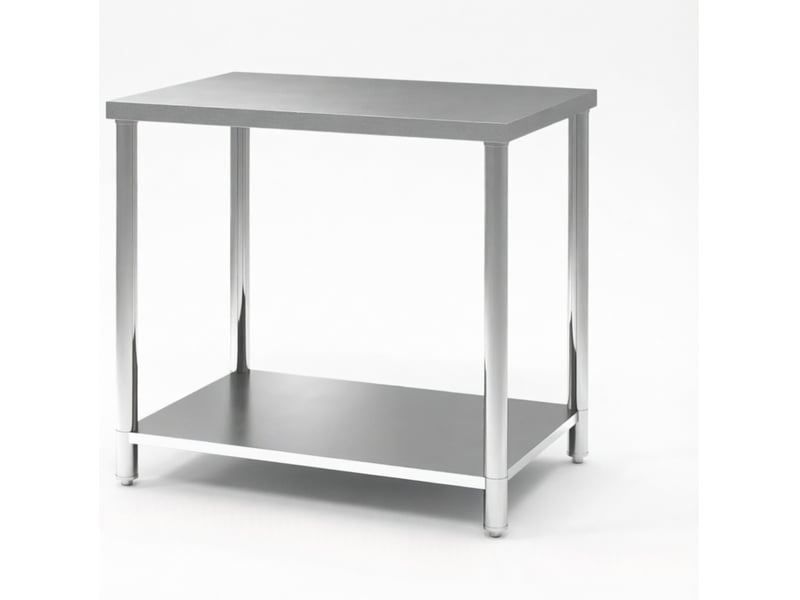 Table de travail inox 2 niveaux avec étagère 90 x 60 cm homvra  - Conforama A