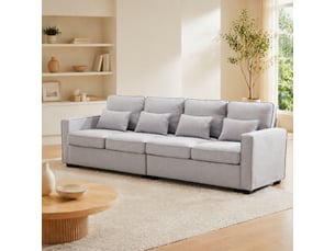 Canapé droit fixe HAVRYA  4 places Tissu gris