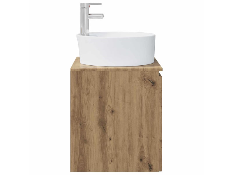 Vanité de lavabo mural, meuble de rangement chêne artisanal 49.5x44.5x65 cm shl390 - Conforama D