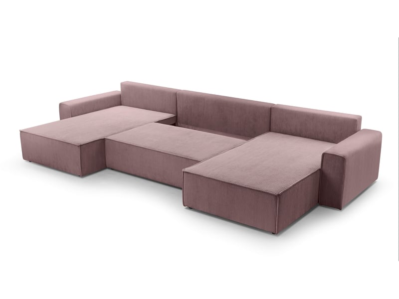  Canapé d’angle en velours côtelé blanc cedria – 287 cm Cedria U - Conforama D