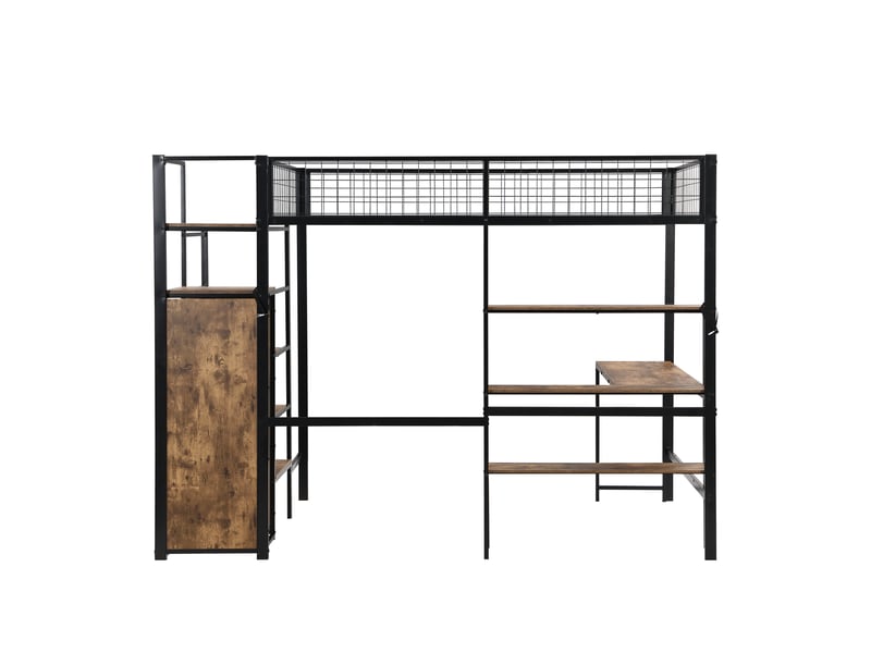  Lit enfant - lit cabane 140x200 cm en métal noir - 2 places - design contemporain  - Conforama R