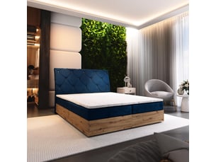 Lit avec rangement 160x200 cm <strong>MASSENO</strong> <strong></strong> coloris bleu