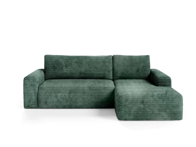 Canapé d'angle convertible en velours côtelé sontii vert - Conforama A