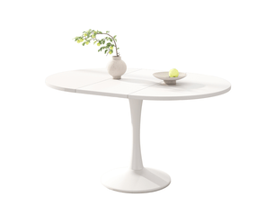 Table extensible ovale blanche 100-140 x 100 cm