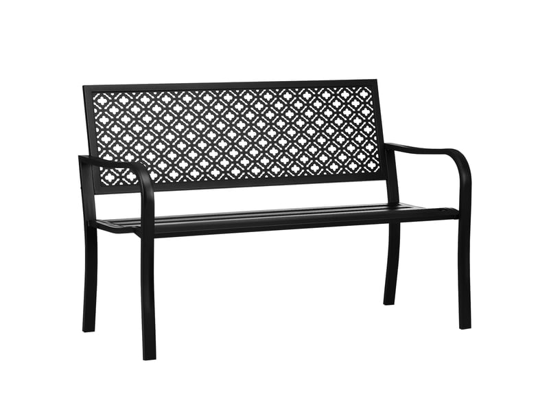  Banc de jardin en métal, 2 places, motif floral, résistant aux intempéries, 127 x 63 x 83 cm, noir  - Conforama B