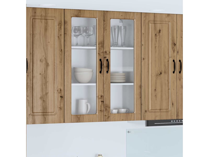  Meuble mural de cuisine, cabinet en verre mural chêne artisanal 80x31x100cm shl1702  - Conforama B