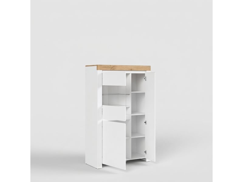  Vitrine haute 2 portes avec étagère en verre holten  - Conforama C